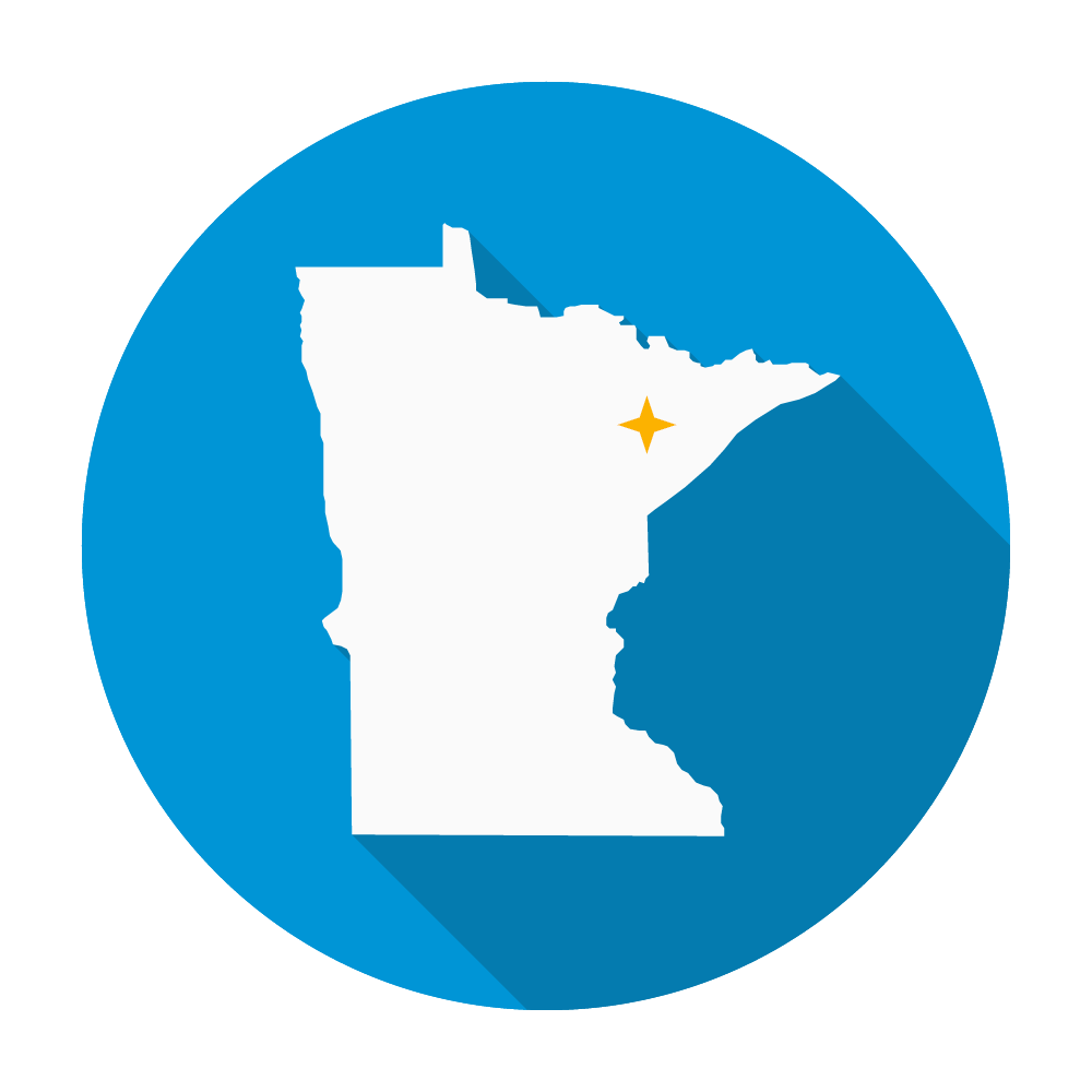 Map of Minnesota with a star marking the East Range
